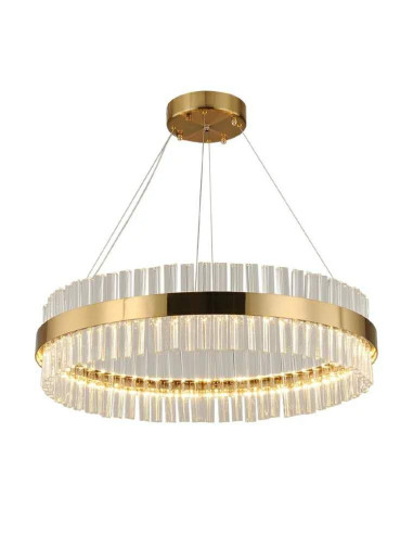 INSP. MONAKO piękny złoty żyrandol LED z kryształami ?40 cm