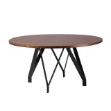 INSP. Euro home Okrągły drewniany stół stalowe czarne nogi 150x76 A54