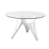 INSP. Euro home Nowoczesny okrągły szklany stół z białą , czarną rozłożystą podstawą 120x75 cm FT318