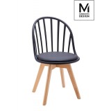 INSP. MODESTO krzesło ALBERT czarne - polipropylen, ekoskóra, drewno bukowe